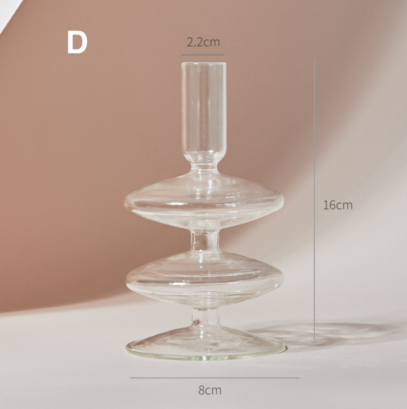 Modern Clear Glass Candle Holder PAIR, candlestick, candle stick