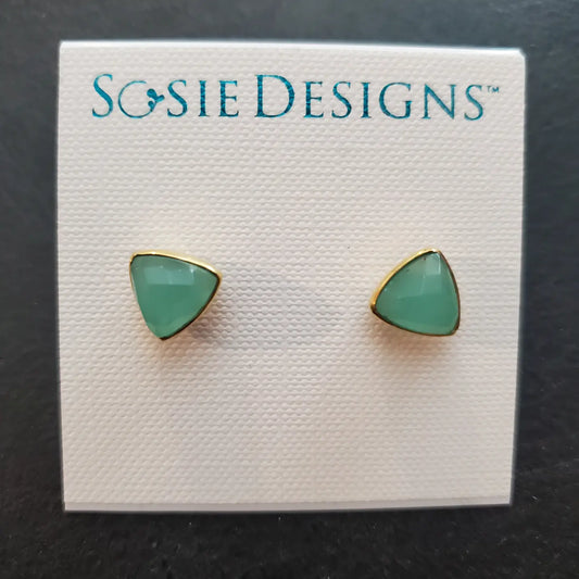 Vermeil Gold Chalcedony Trillium Studs