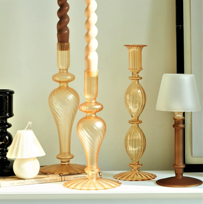 Colorful Glass Candlestick Holder