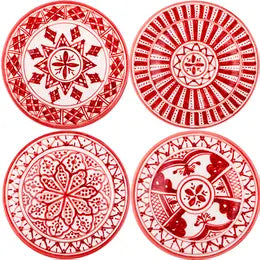 Set of 4 Small Patterned Plates, petite, mini