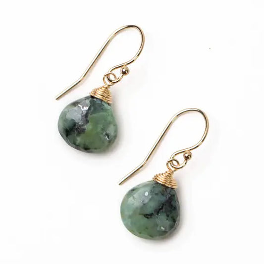 African Turquoise Briolette Earrings
