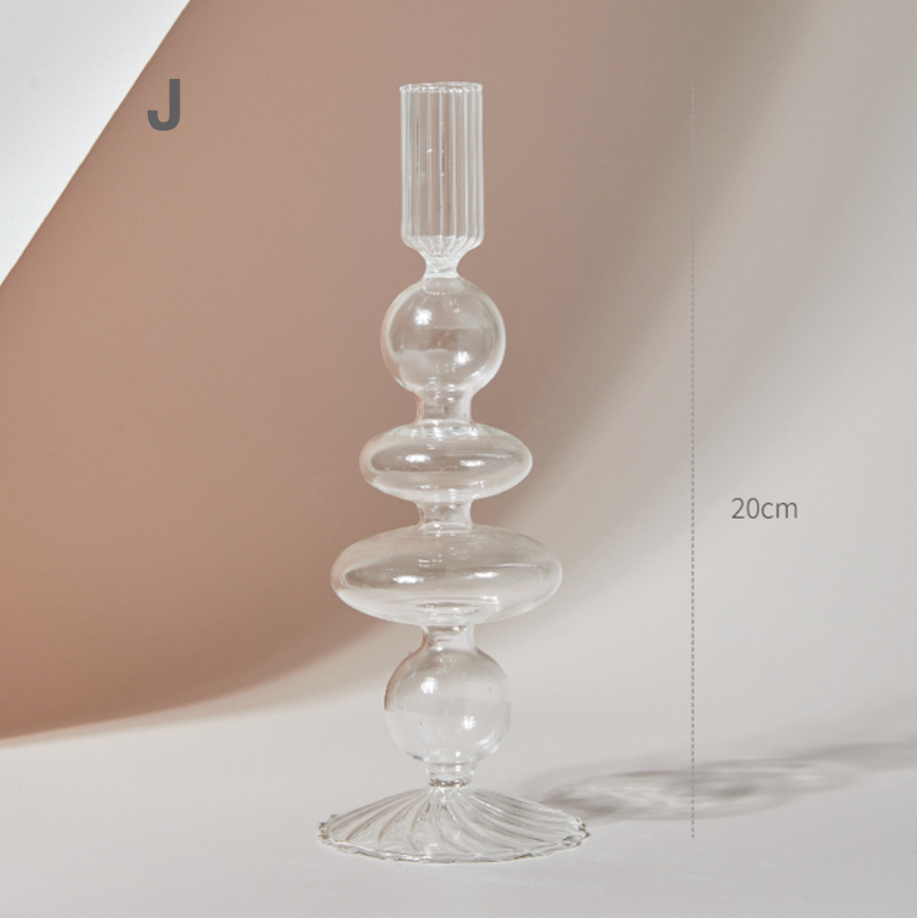 Modern Clear Glass Candle Holder PAIR, candlestick, candle stick