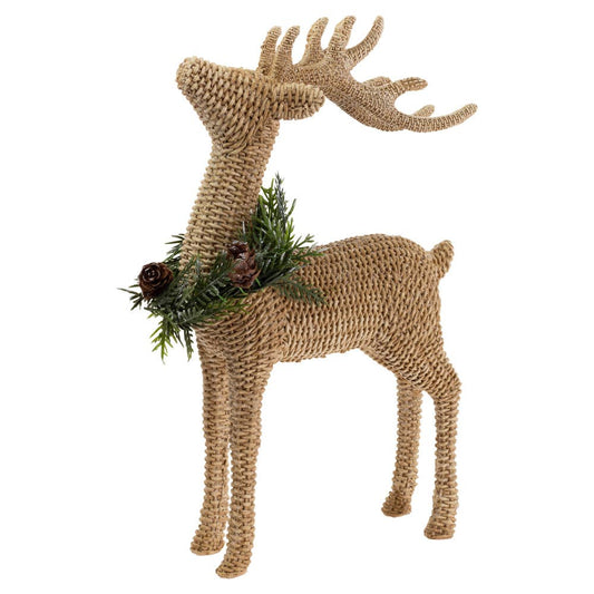 Basket Weave Standing Deer Wreath Christmas, reindeer