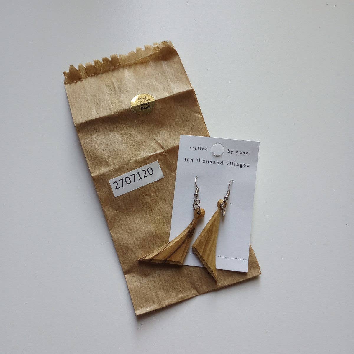 * Ashriea Olive Wood Drop Earrings *