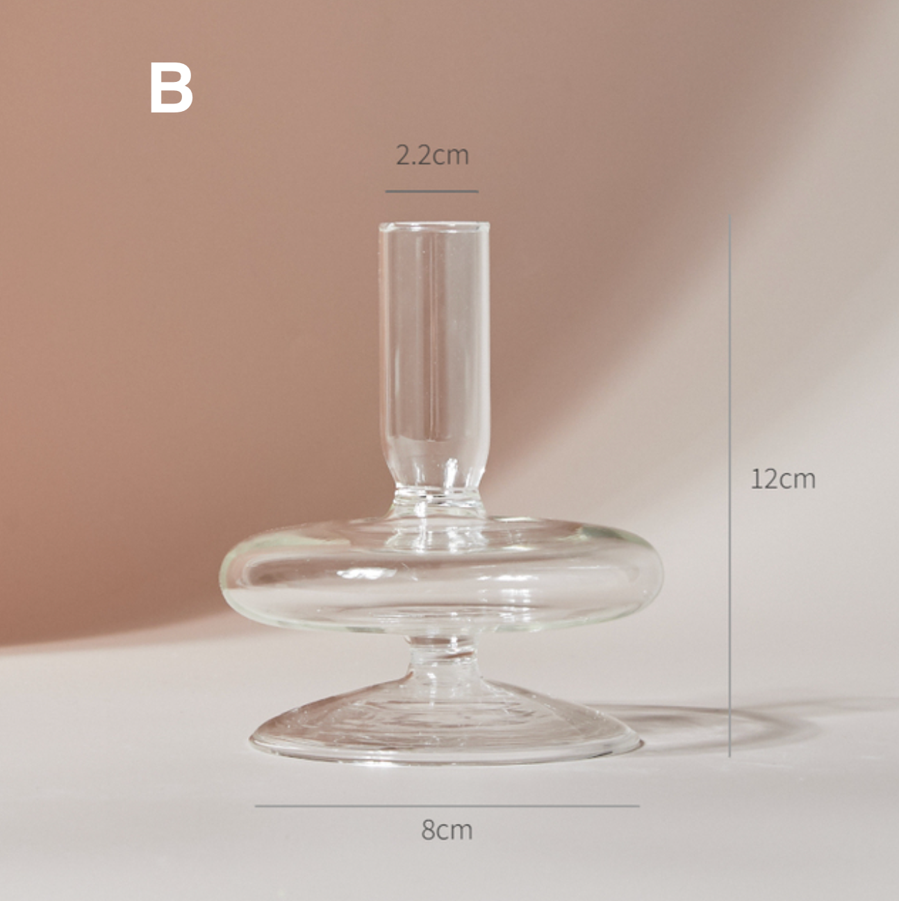 Modern Clear Glass Candle Holder PAIR, candlestick, candle stick