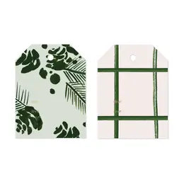 Gift Tag, Green Grid and Cedar