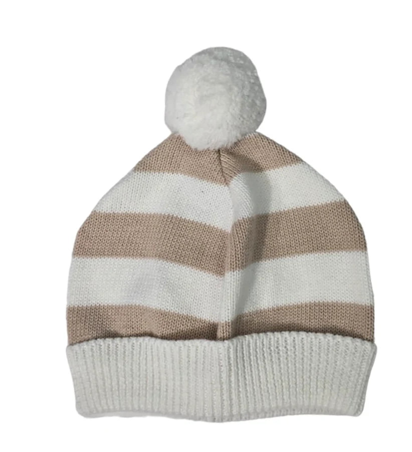 Striped Beige Baby Hat