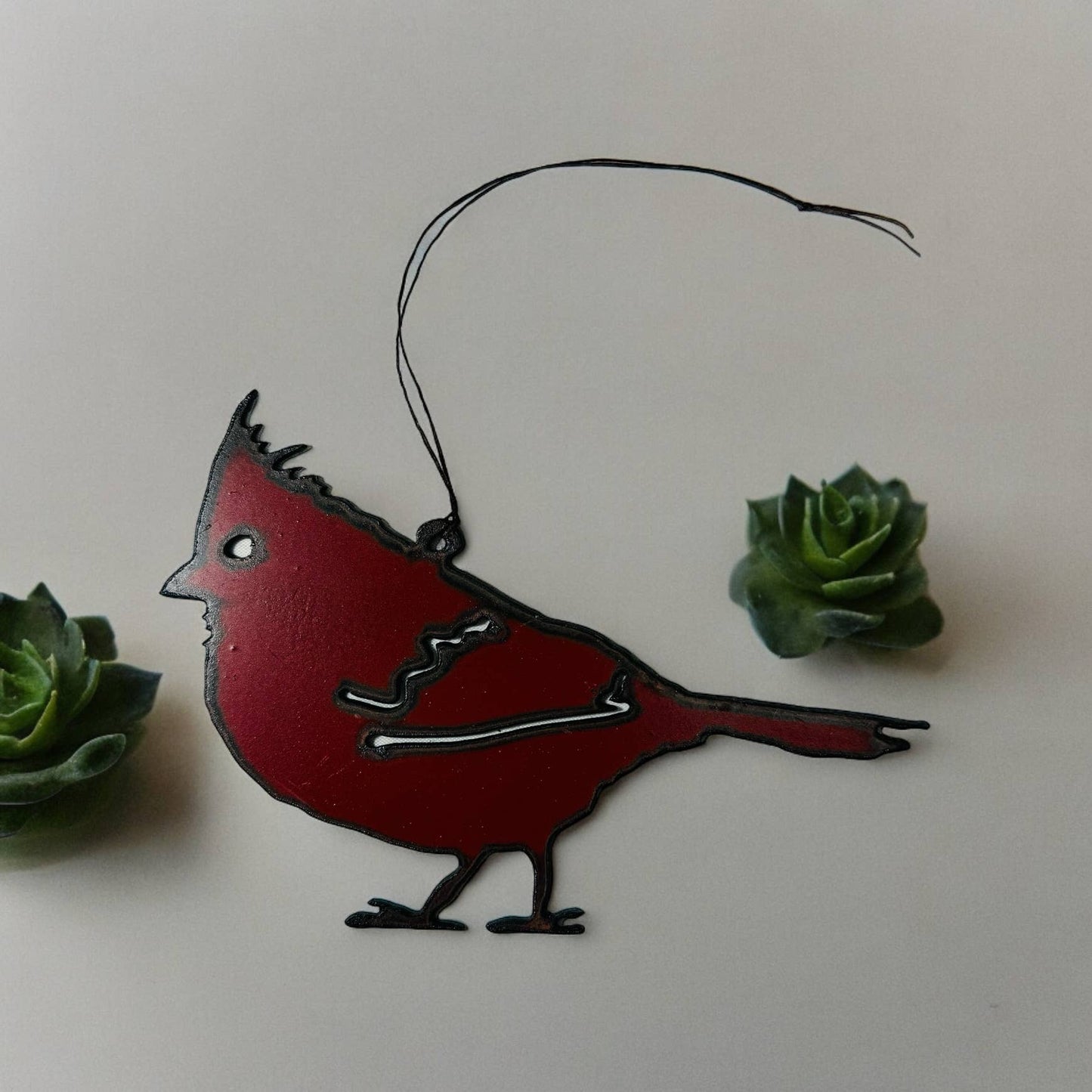 Cardinal ornament nature bird metal gift recycled Christmas