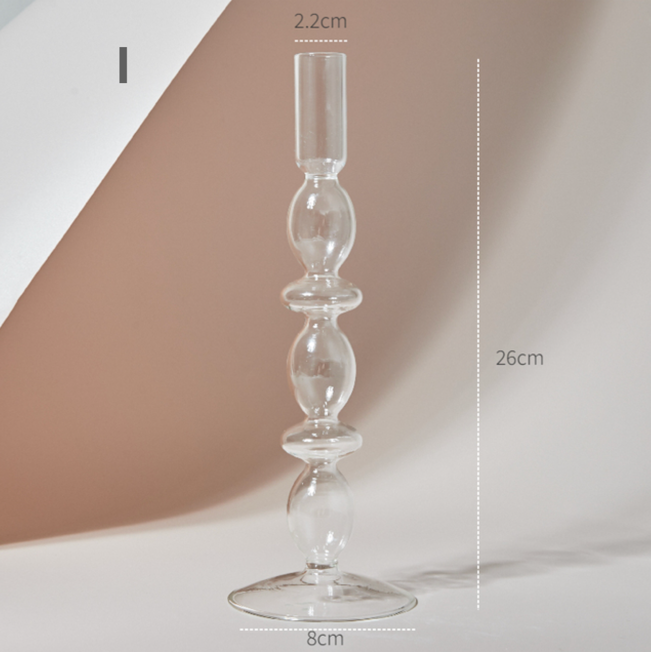 Modern Clear Glass Candle Holder PAIR, candlestick, candle stick