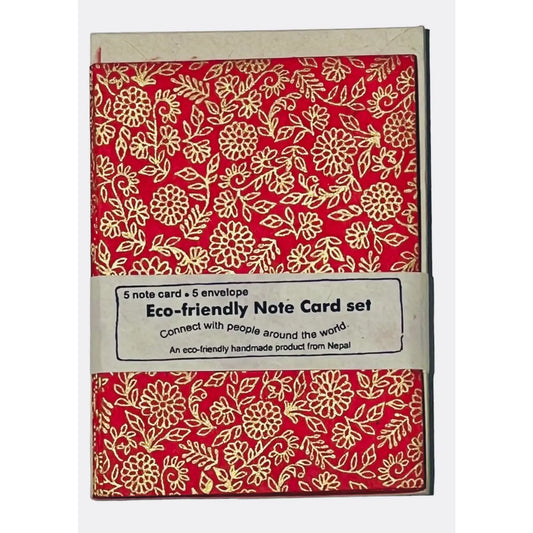 Floral/Flowers Note Card, Gold and Red