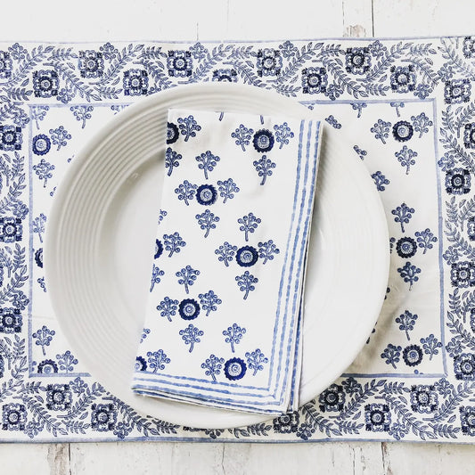 Blue and white runner