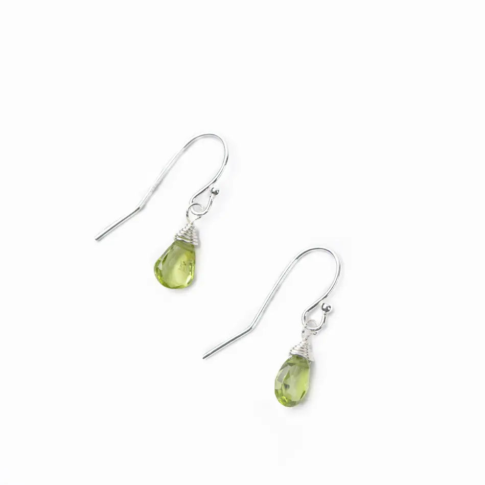 Perdiot Briolette with Sterling Silver Wire