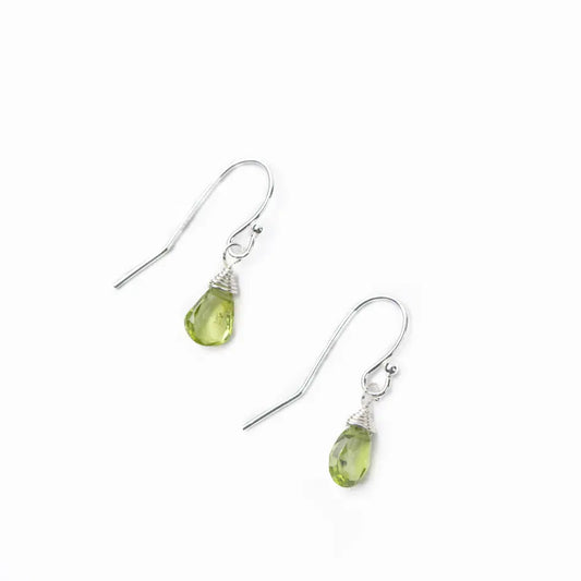 Perdiot Briolette with Sterling Silver Wire