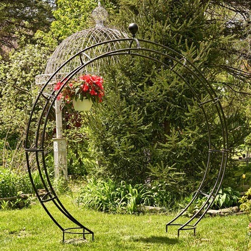Iron Moon Arbor with Stands in Antique Black Fall Decor, arch - GET STAKES AND INSTRUCTIONS FROM RIGHT DRAWER!!!