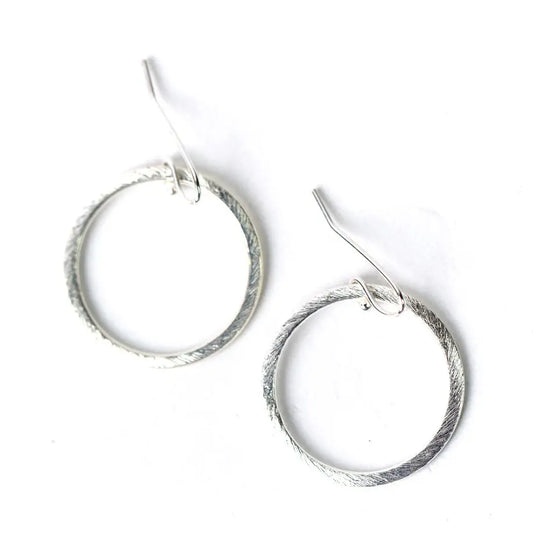 Brushed Silver Hoops