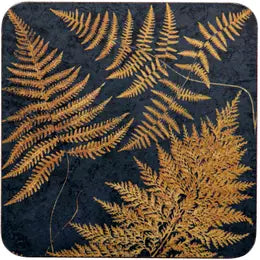 Navy Gilded Fern Coasters