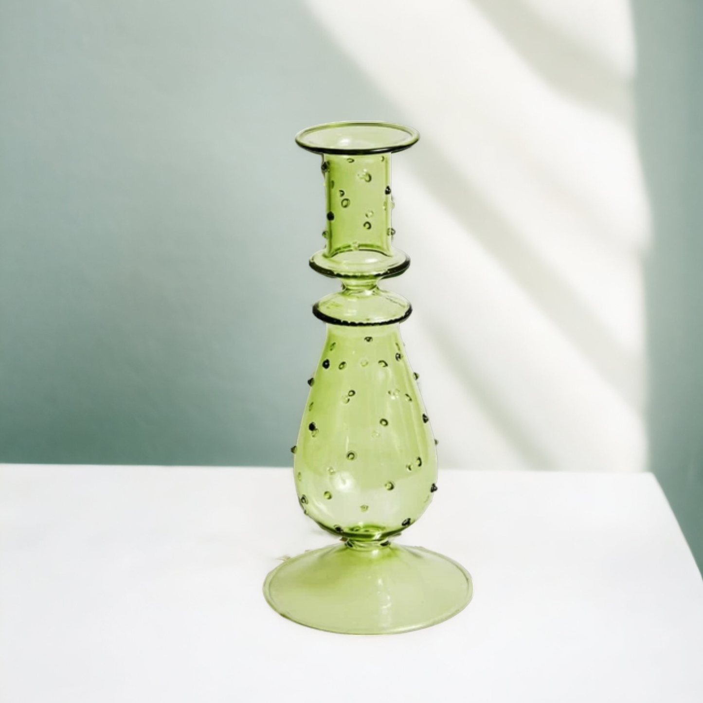 Artist Style Glass Candlestick Holder PAIR, candle stick