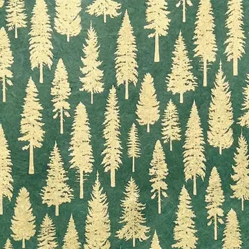 Forest Trees, Green and Gold Paper