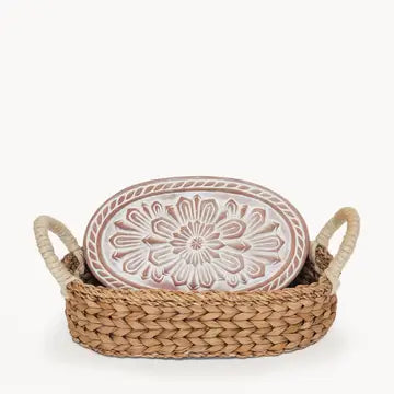 Bread Warmer and Wicker Basket