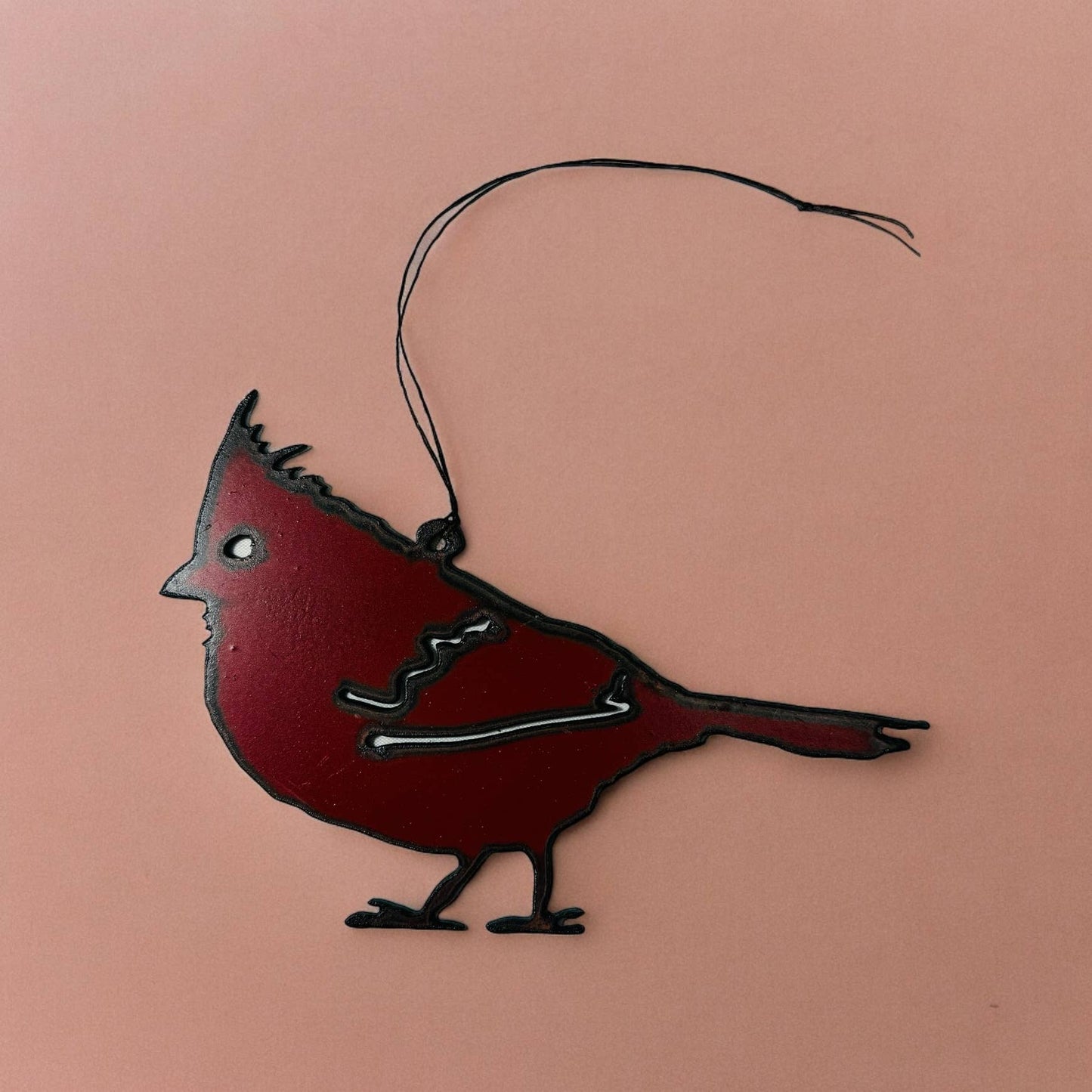 Cardinal ornament nature bird metal gift recycled Christmas