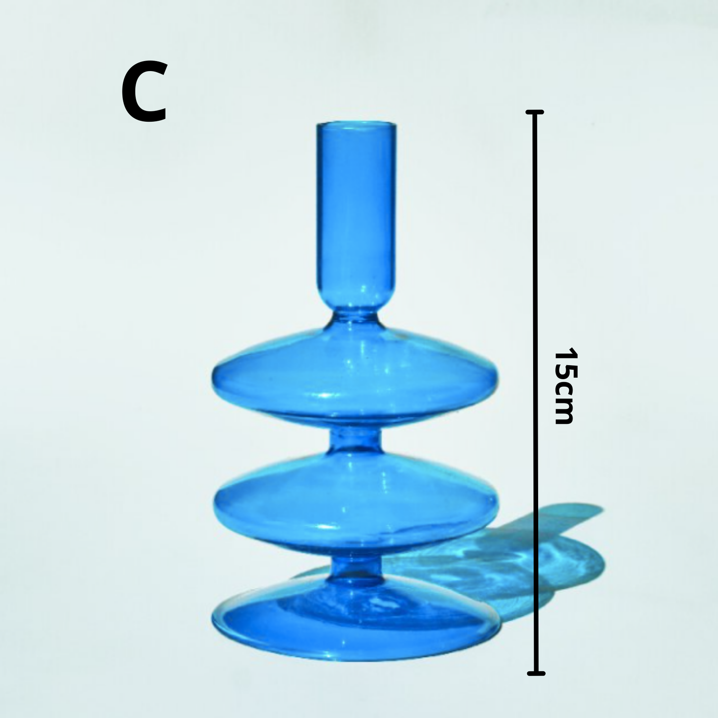 Light Blue Glass Candlestick Holder