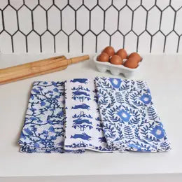 Hand Towels, blue, white, rabbit, flower, vine