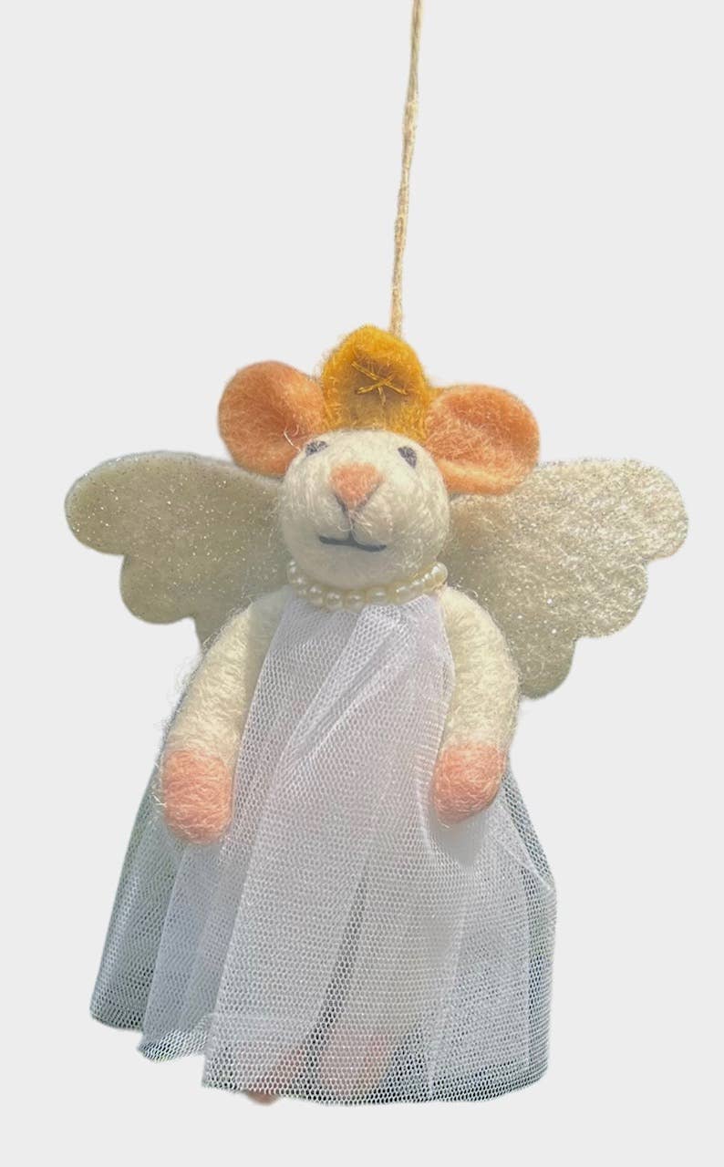 Felt ornament, mice fairy, angel mouse