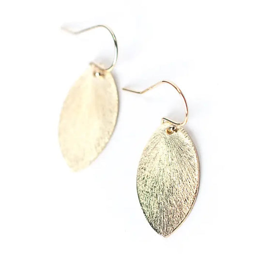 Brushed Gold Simple Leaf Earrings