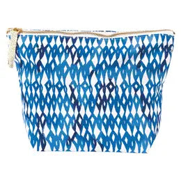 SYMI Pouch, Bright Blue and White Elongated Squares