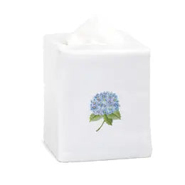 Blue Hydrangea Fabric Tissue Box Cover, linen