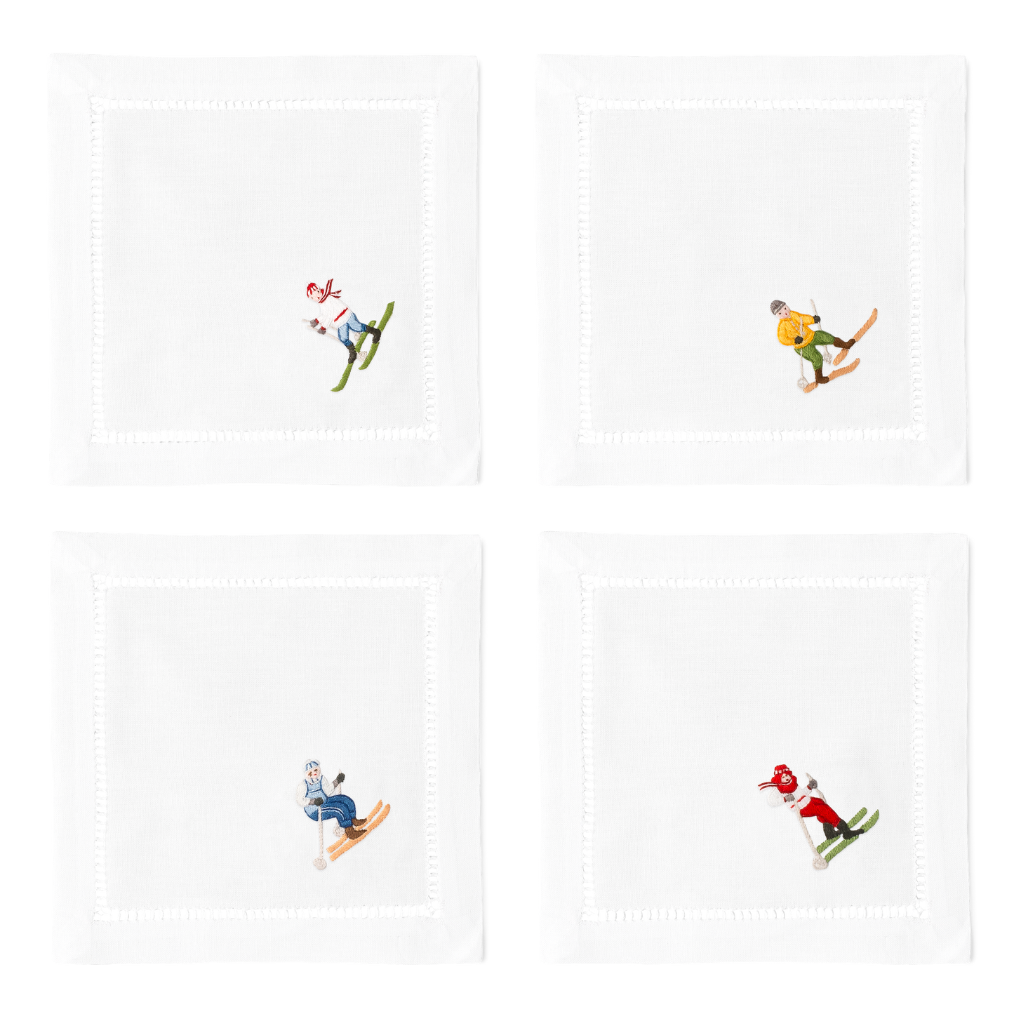 Skiers Cocktail Napkins | Mixed Set of 4