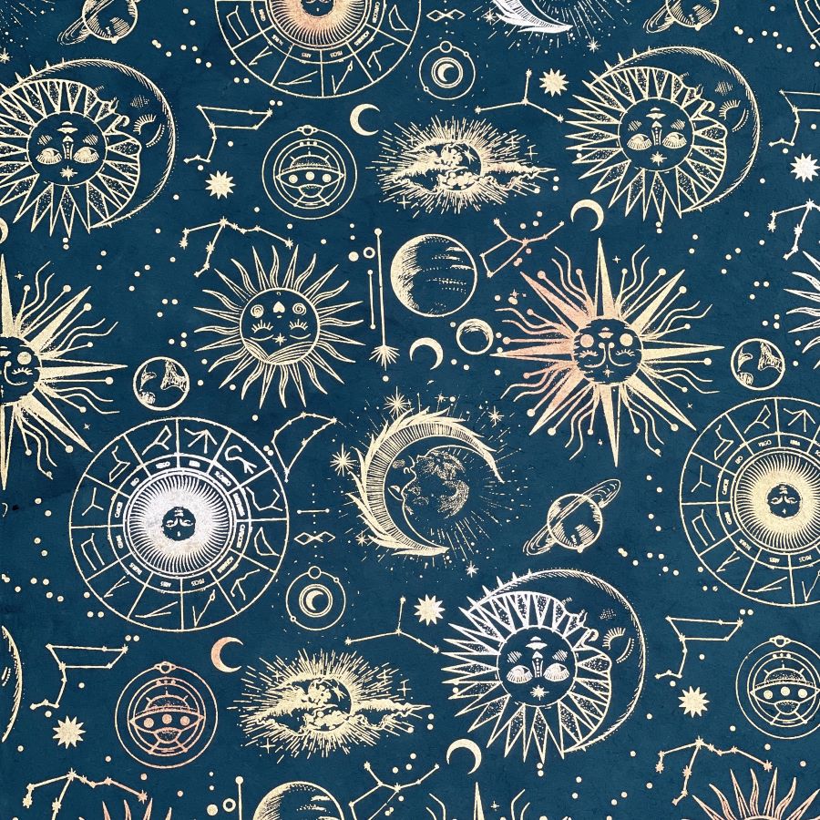 Celestial paper, planets, blue or white