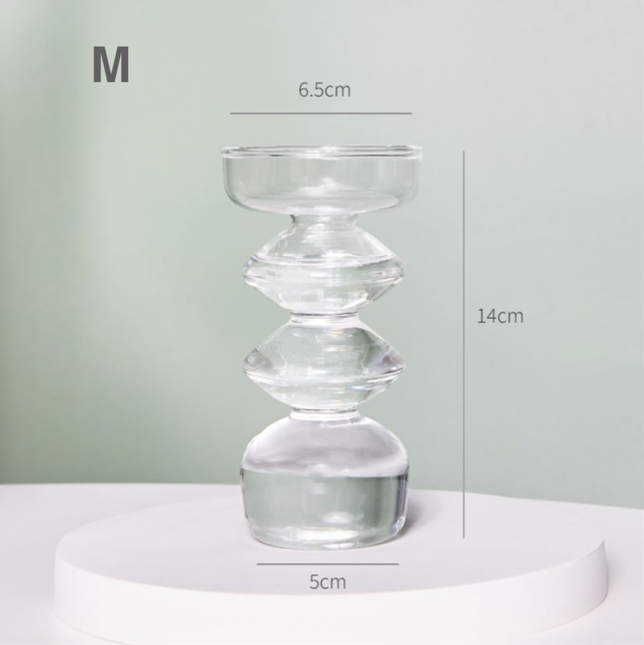 Modern Clear Glass Candle Holder PAIR, candlestick, candle stick