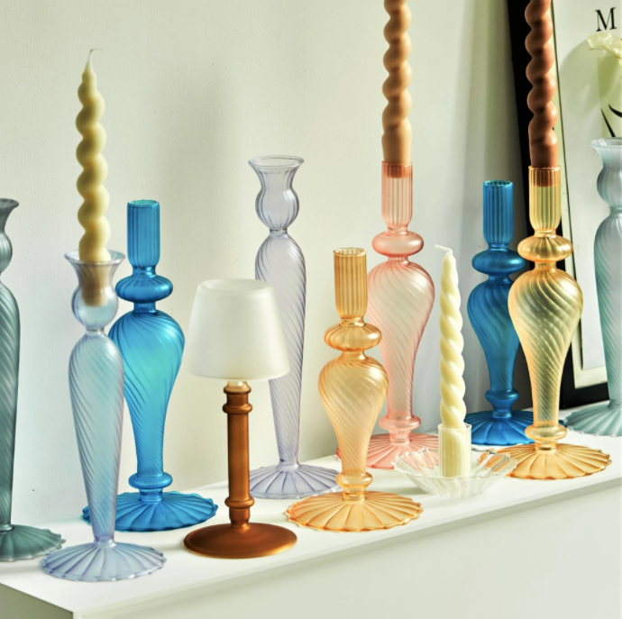 Colorful Glass Candlestick Holder