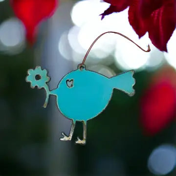 Blue Bird Flower Ornament