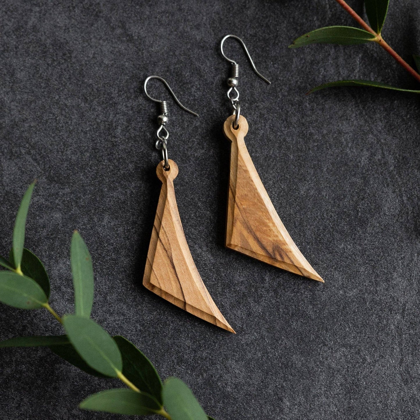 * Ashriea Olive Wood Drop Earrings *