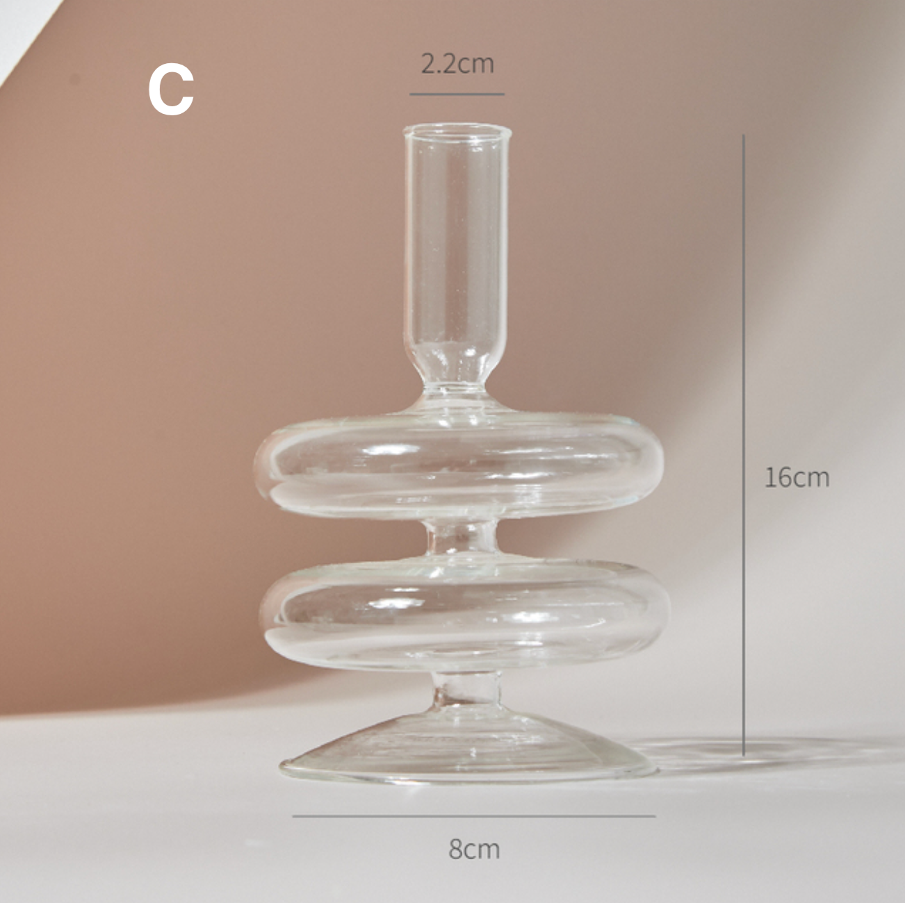 Modern Clear Glass Candle Holder PAIR, candlestick, candle stick