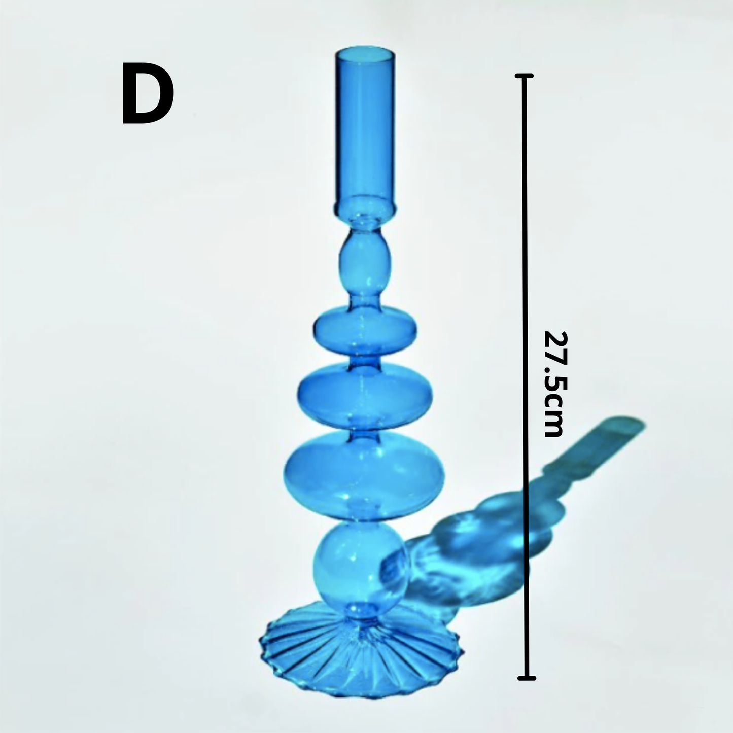 Light Blue Glass Candlestick Holder