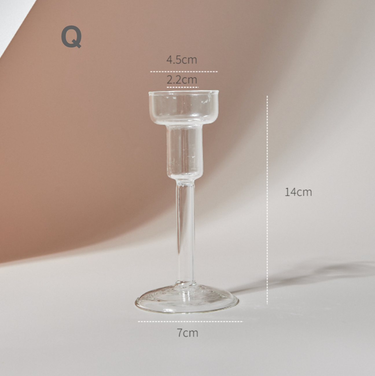 Modern Clear Glass Candle Holder PAIR, candlestick, candle stick