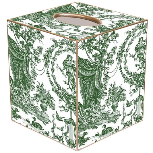 Hunter Green Toile Tissue Box
