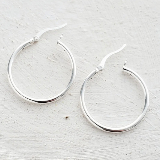 Silver Tube Hoops