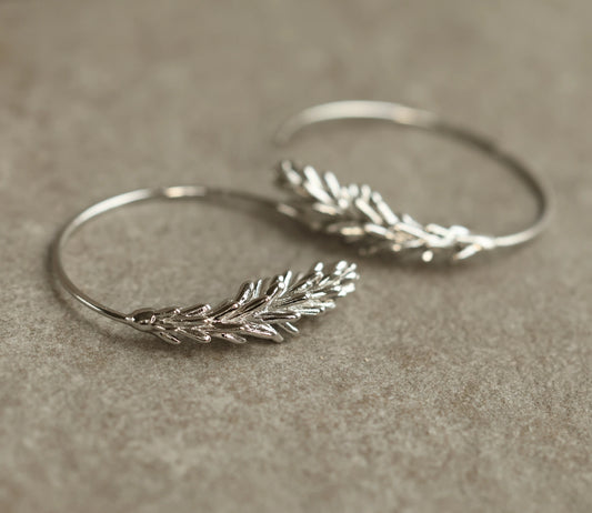 Tiny Leaf Hoops