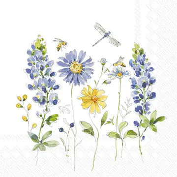 Lovely Blues Flower Cocktail Napkins