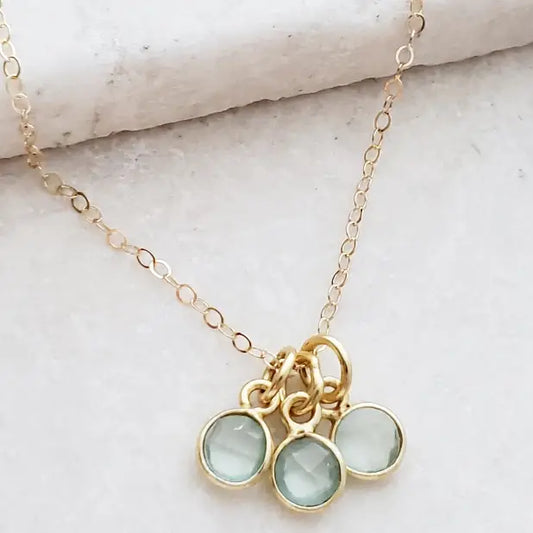 Aqua Cluster Chalcedony Necklace