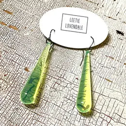 Yellow Lucite Long Drop Earrings