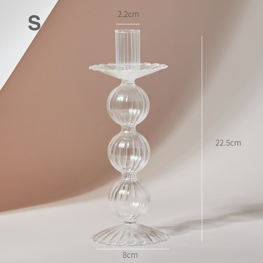 Modern Clear Glass Candle Holder PAIR, candlestick, candle stick