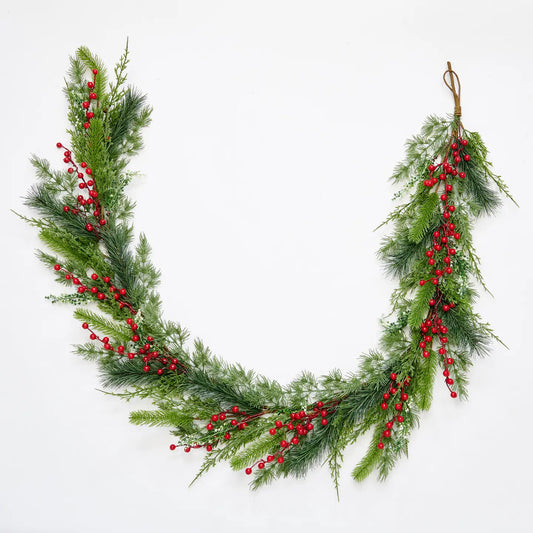6' Pine and Red Berry Garland