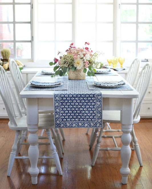 Table Runner, 14"x92", Charlotte Indigo