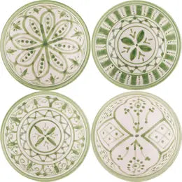 Set of 4 Patterned Tapas Bowls, blue, green, mini bowl, petite, small