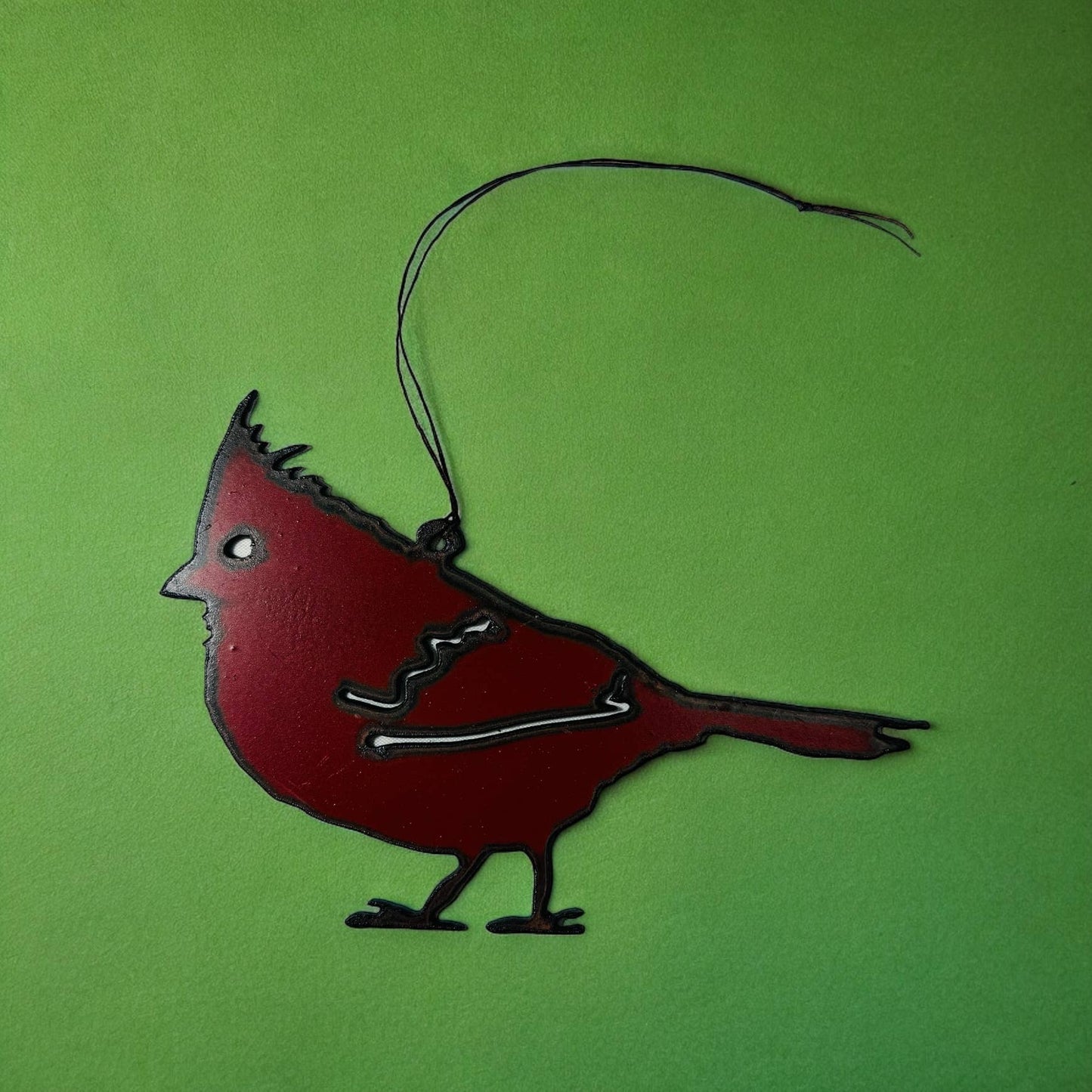 Cardinal ornament nature bird metal gift recycled Christmas